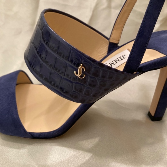 Jimmy Choo Salise Suede Croc-Embossed EU 36 85mm Color Is Denim Worn Once - Picture 6 of 15